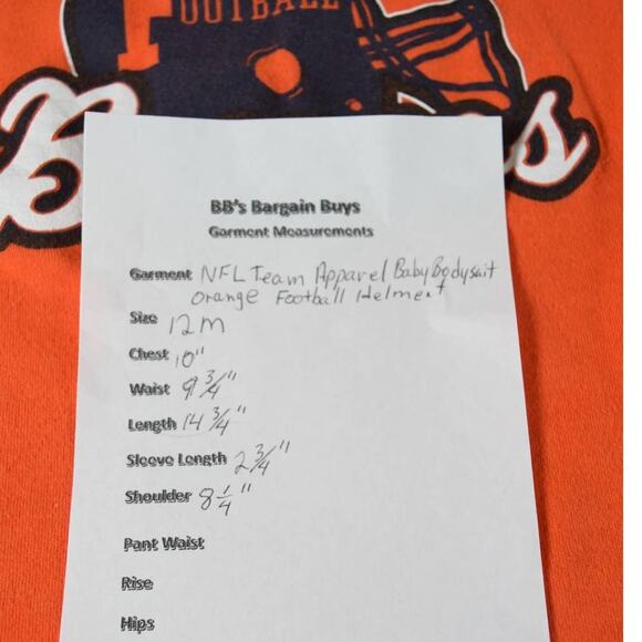 Denver Broncos NFL Apparel Baby Sz 12M Unisex Orange Body Suit Black Helmet - Picture 6 of 6